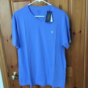 Polo Ralph Lauren Summer Blue V Neck T Shirt New M